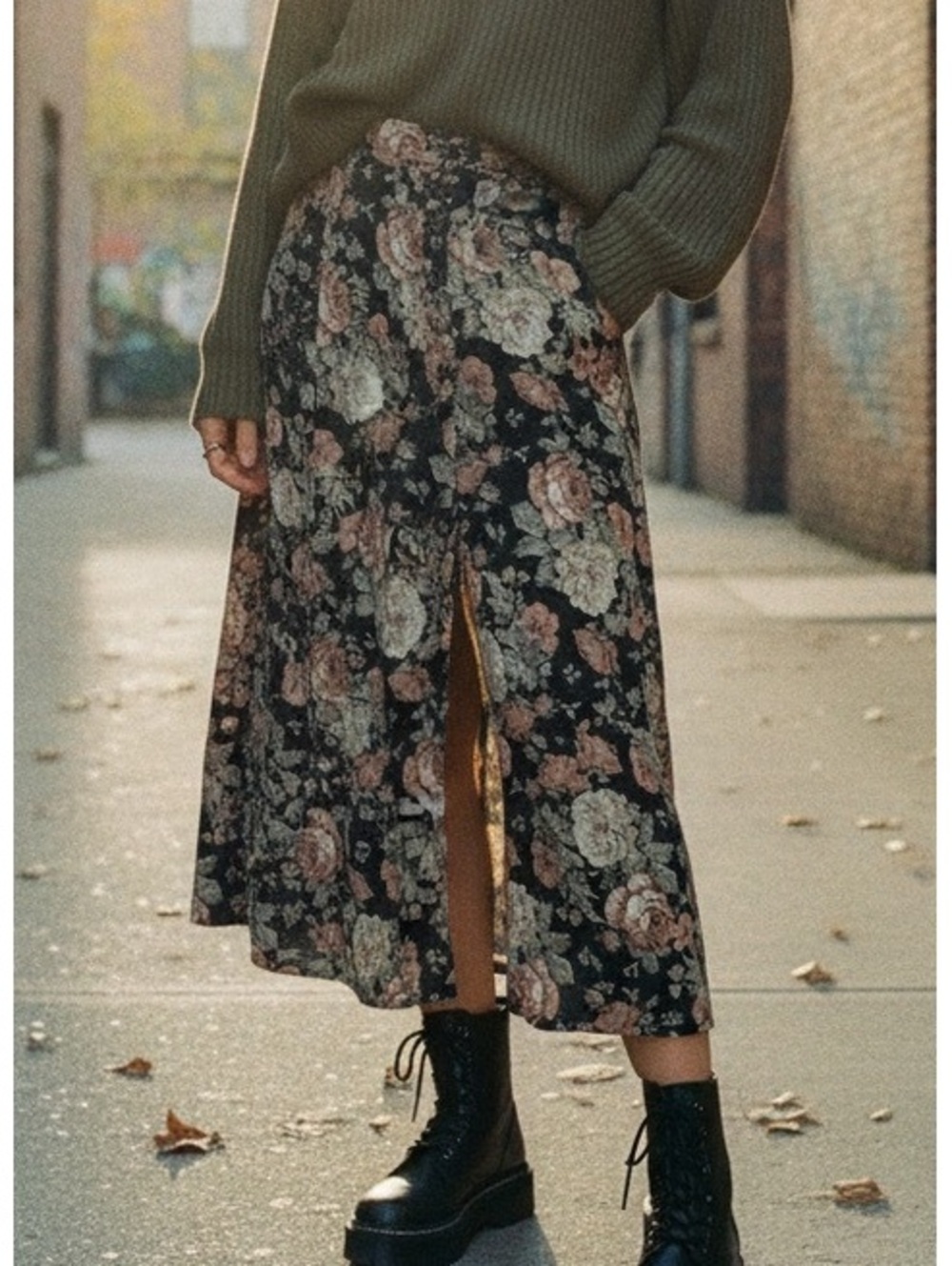 Express vintage y2k 90s button down slit floral midi maxi skirt large whimsy